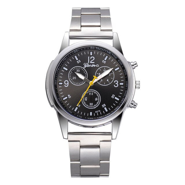 Luxury Men Watches Fashion Stainless Steel Quartz Wrist Watch Casual Analog Sport Mens Silver Clock